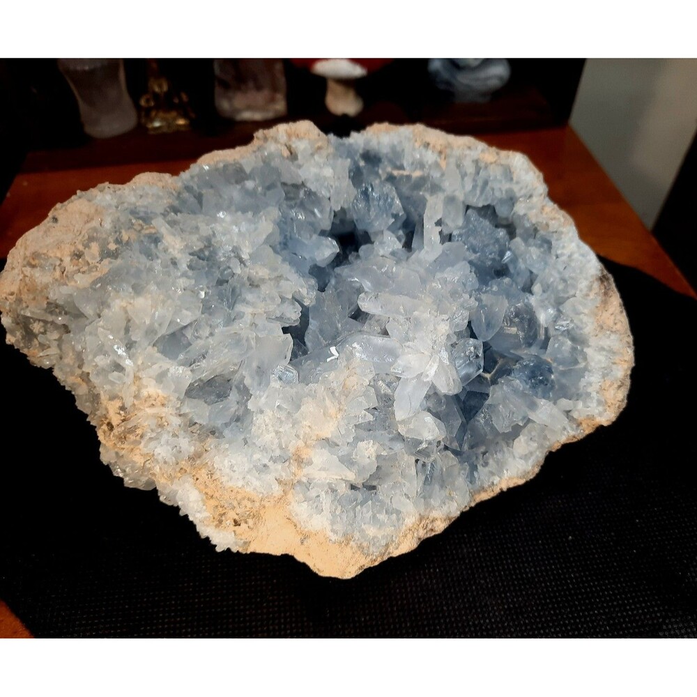 5.19 lb Madagascar High-Grade Blue Celestite Quartz Crystal Geode Cluster